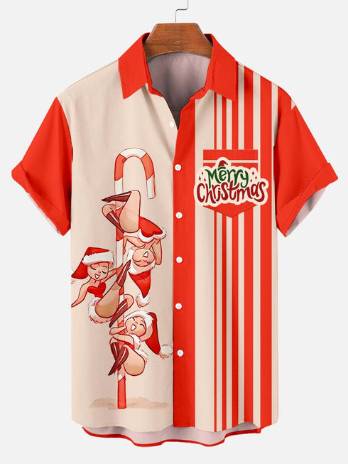 Men's Christmas Funny Graphic Short Sleeve Hawaiian Shirt